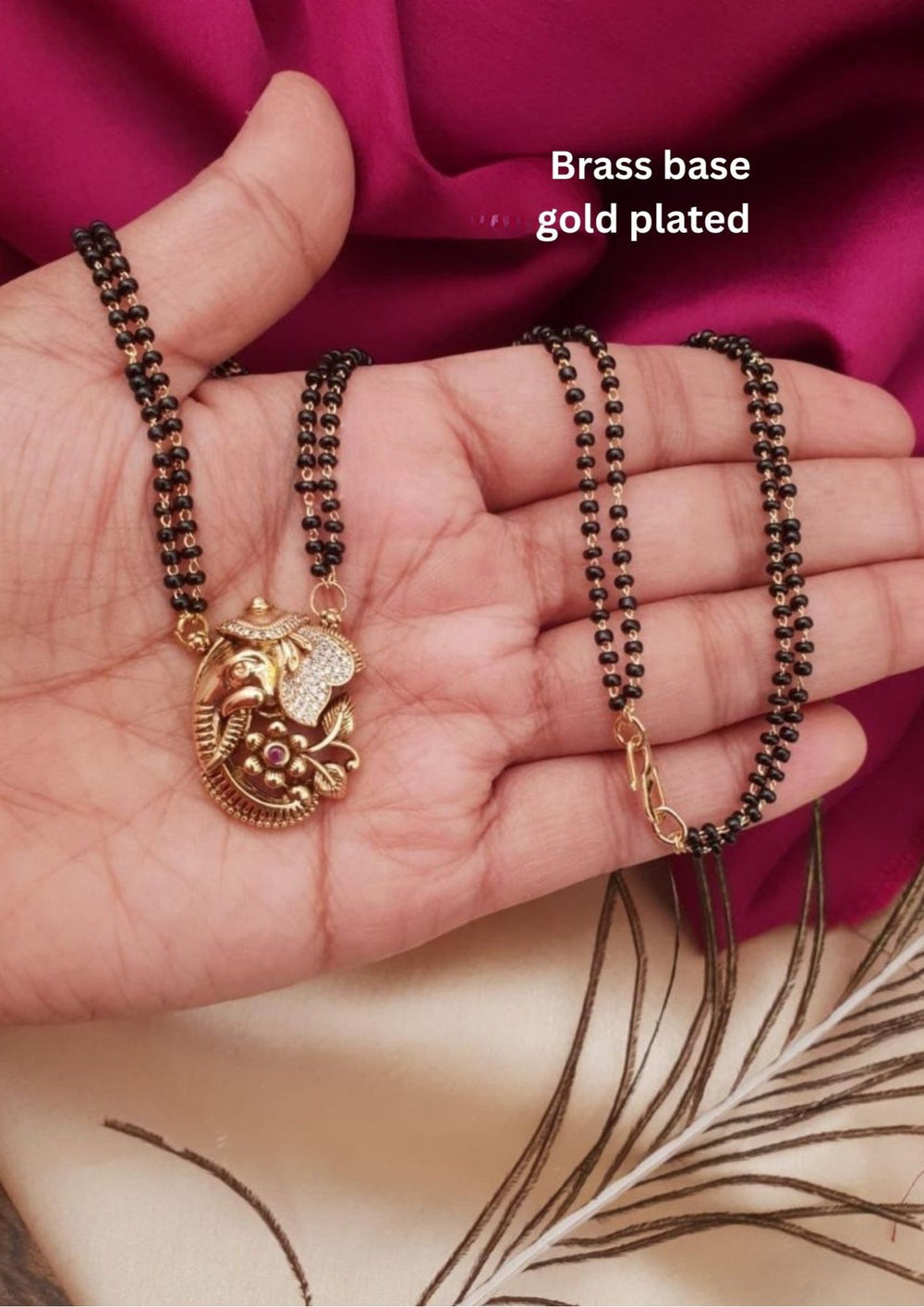 gold plated ganesha mangalsutra 