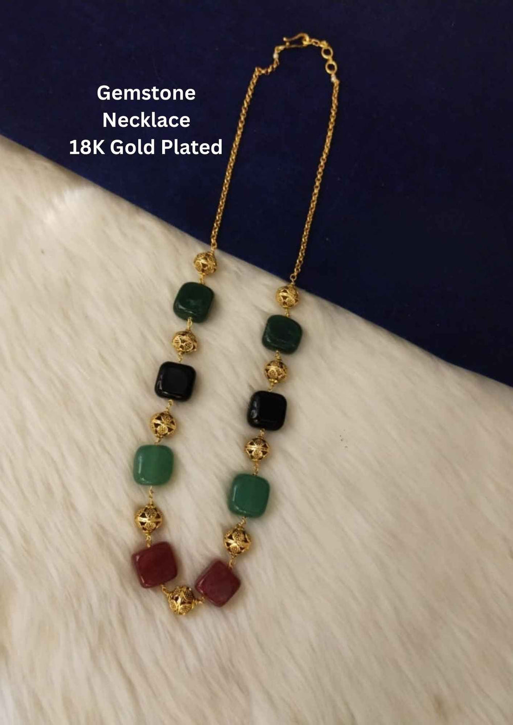 Gemstone necklace with gold plating