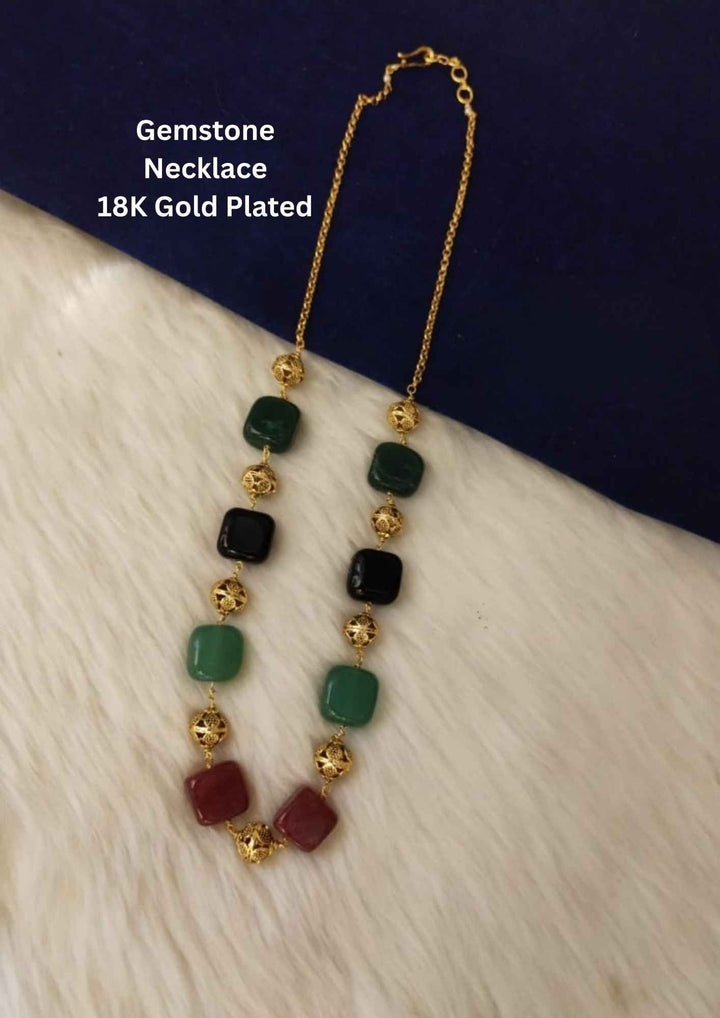 Gemstone necklace with gold plating