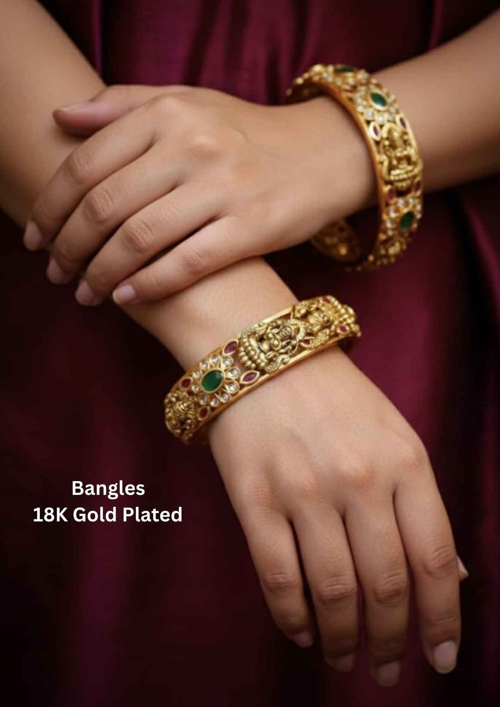 Women Wore Gold-plated Temple Jewellery bangles