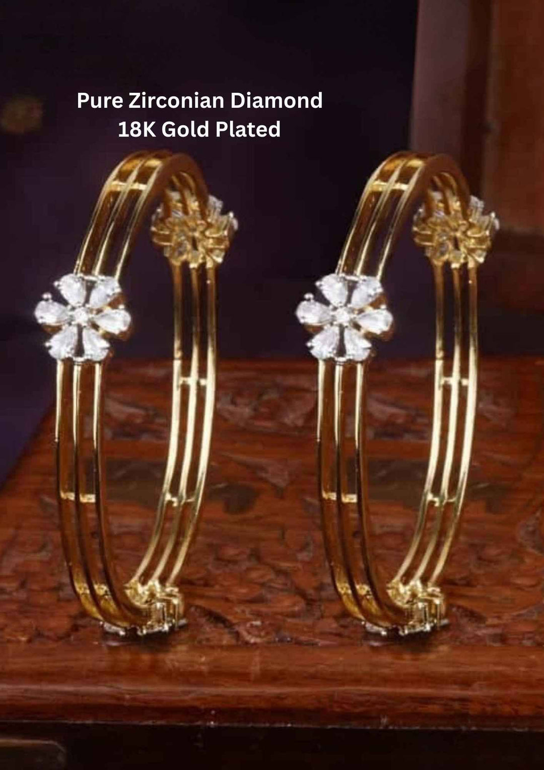 Gold-plated bangles with zirconia stones 