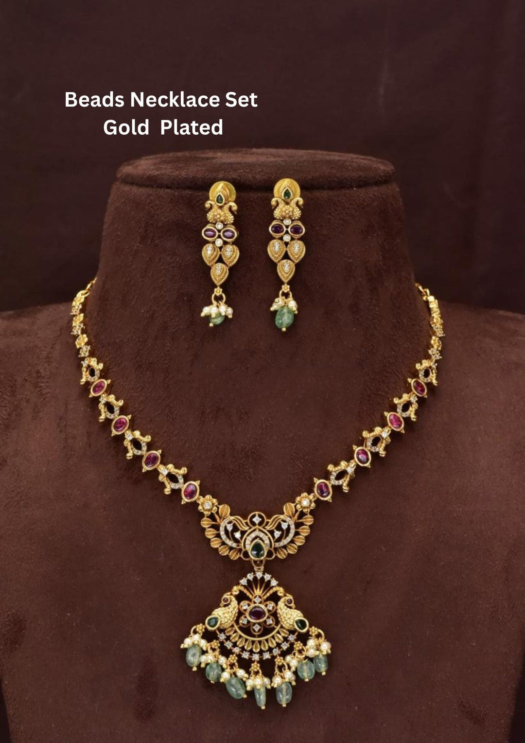 Gold-plated beads necklace set 