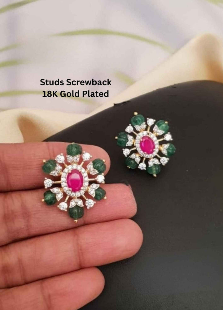 Gold-plated earrings with gemstones