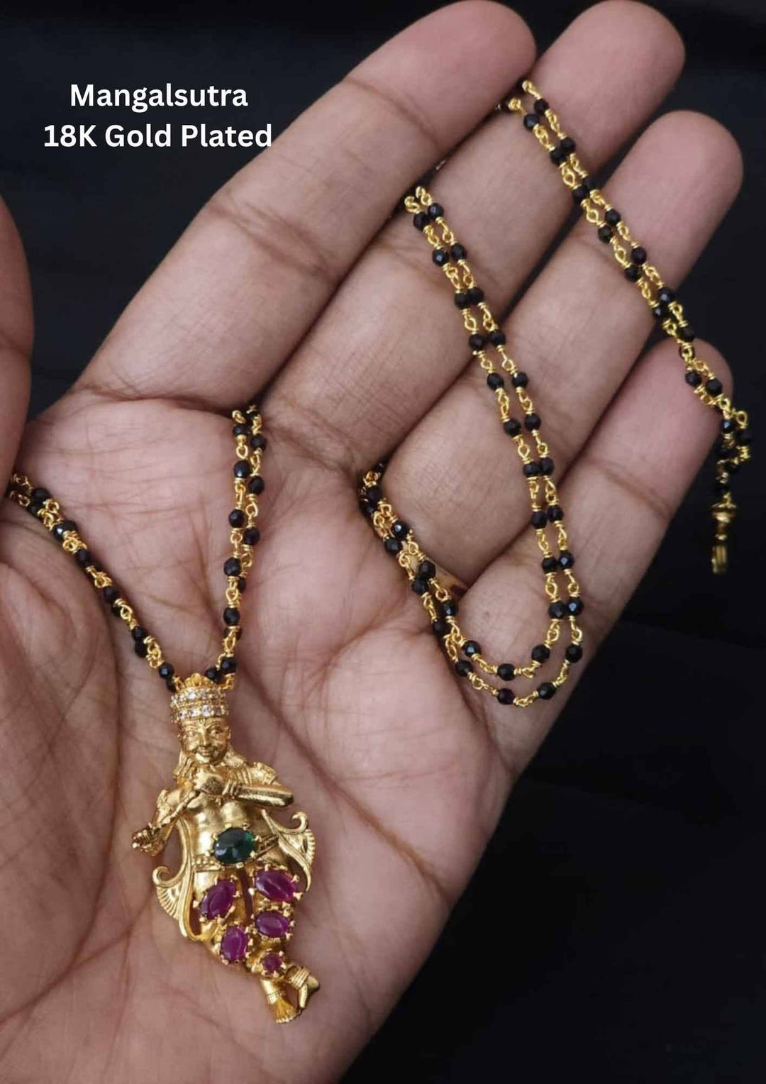 Gold-plated mangalsutra necklace with pendant