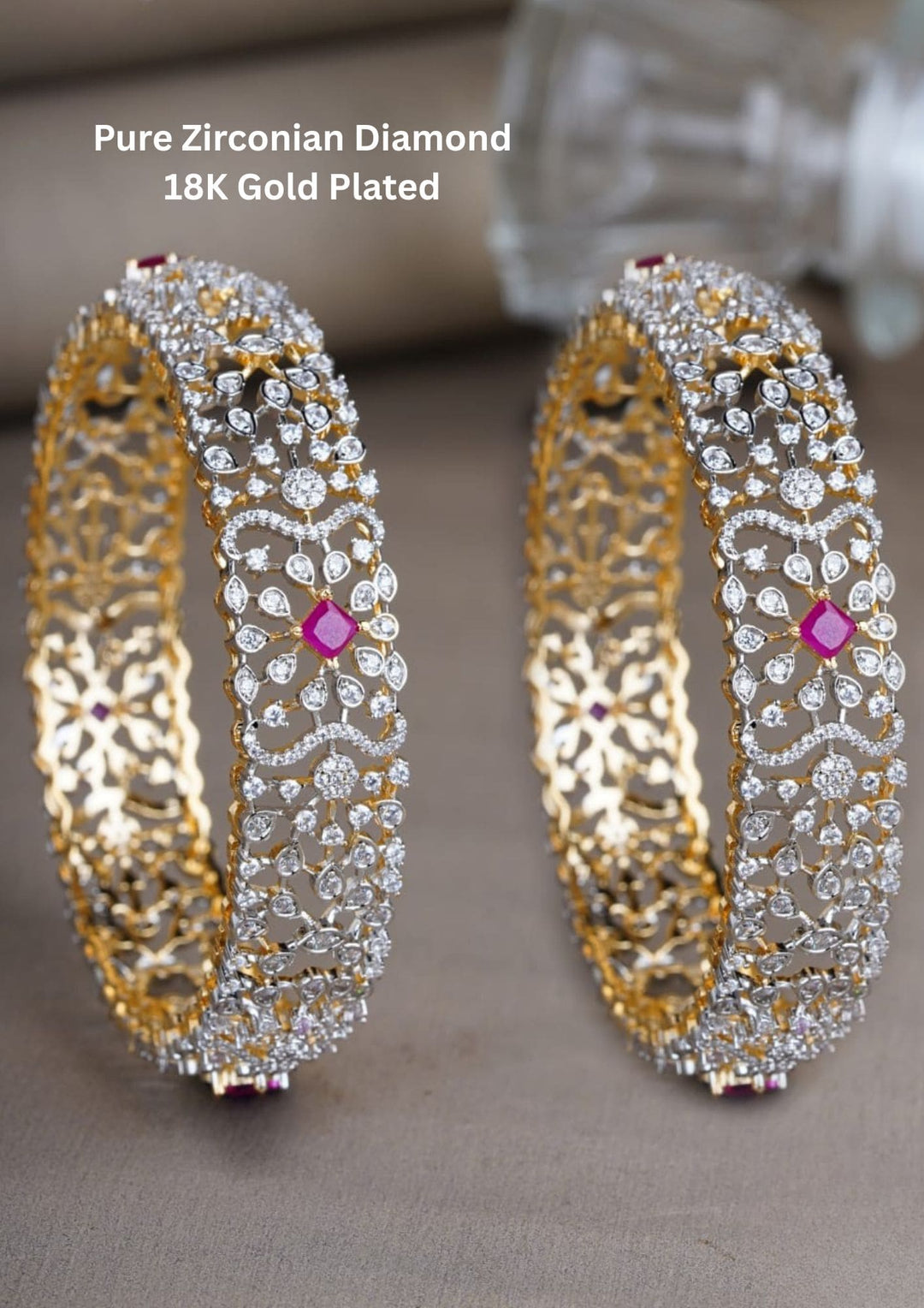 Gold-plated zirconian diamond bangles 