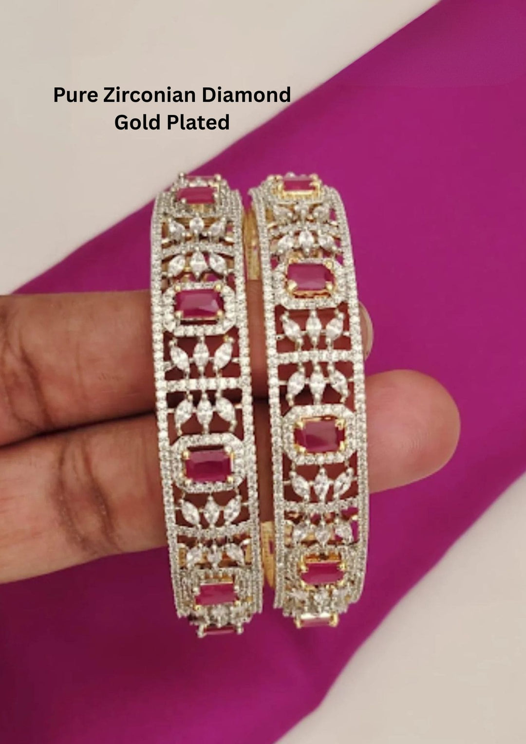 Gold-plated zirconian diamond bangles set 2