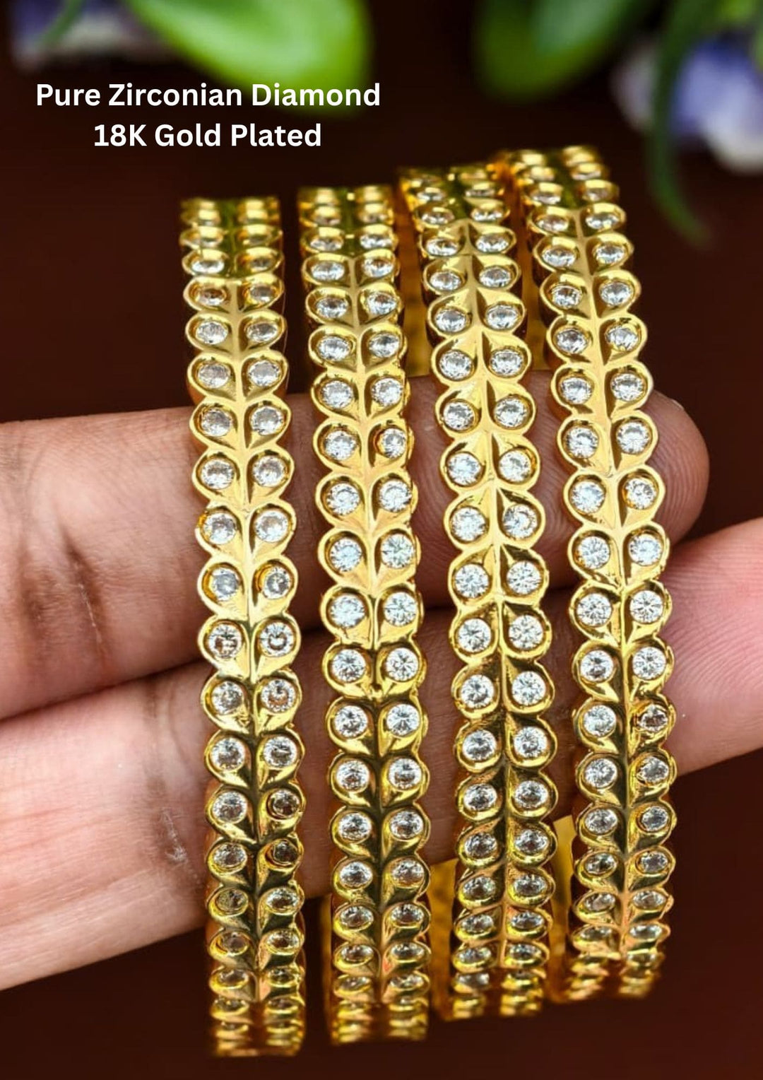 Gold-plated zirconium diamond bangles 