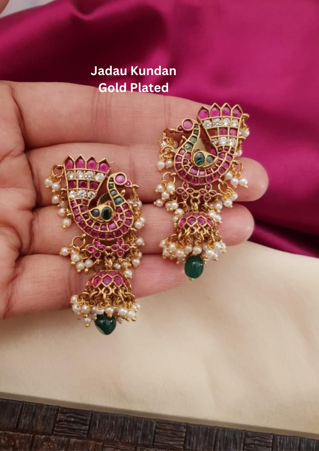 Jadau Kundan Peacock Jhumka for  Traditional and trendy Look