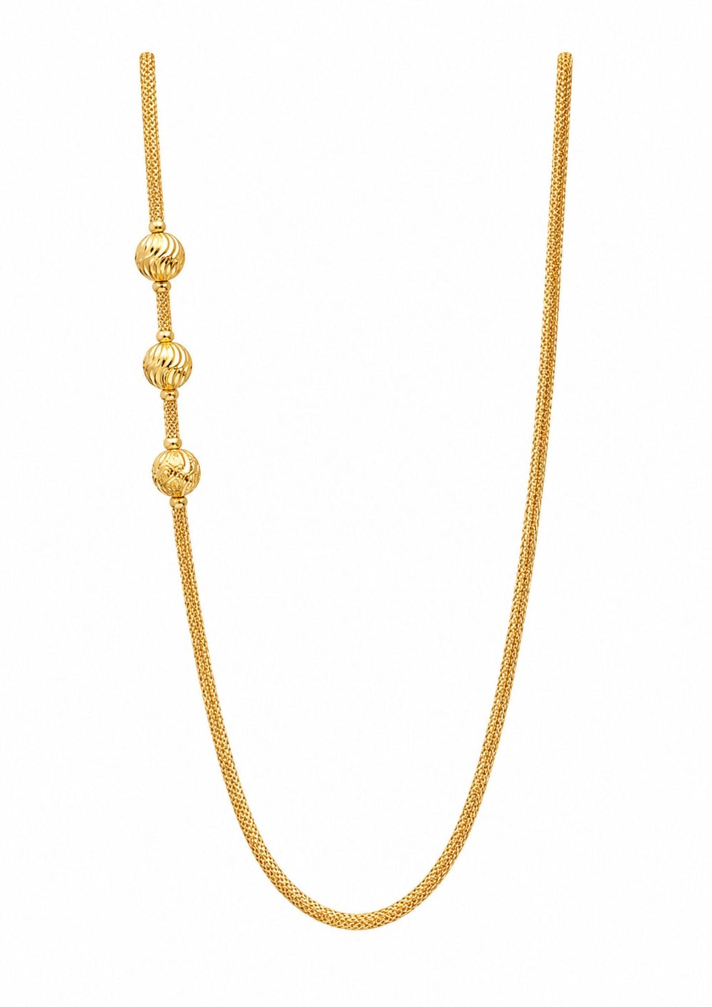 thali ball chain in given picture  is very clear and it is  lightweight comes with 18k gold plated and shows in white back ground 