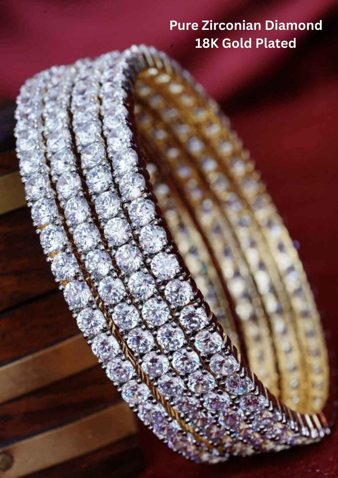  Gold Plated Bangles Pure Zirconian Diamond (set of 4)