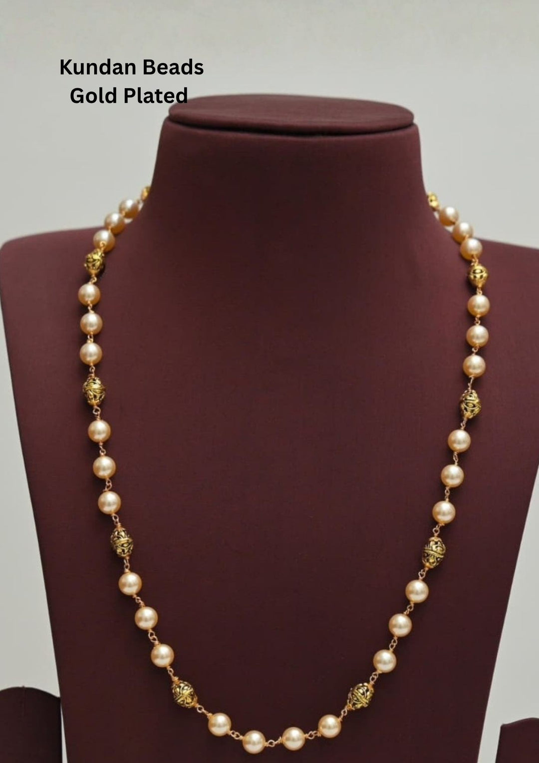 Gold Plated Beads Matt Finish Necklace  comes with beads and shown in picture in detailed how it looks can be used for festivals and weeding's and kitty party's Anti fade and sweat proof  