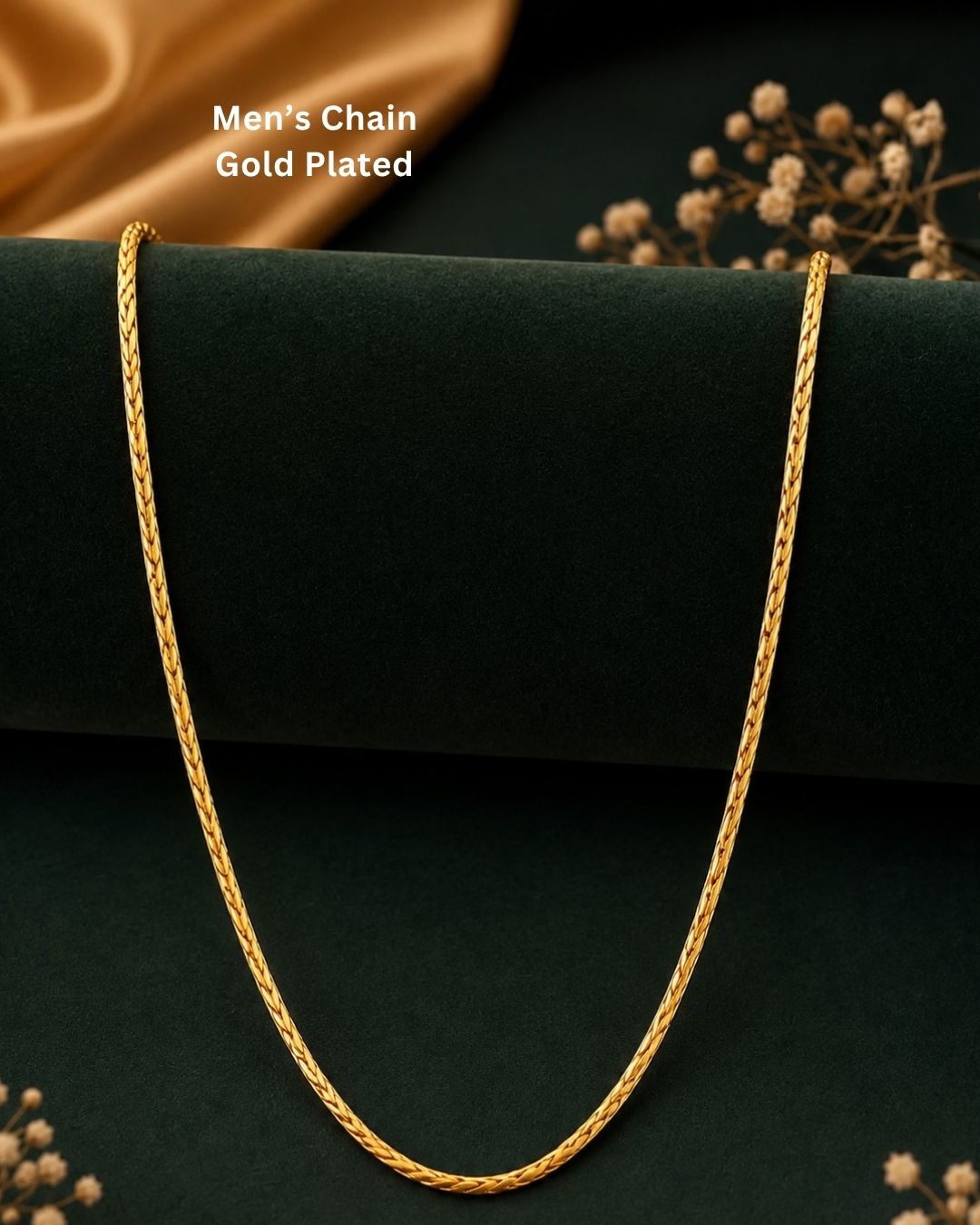 Beautiful gold plated long chain featuring a delicate woven pattern throughout the design. Perfect for traditional wear, festive occasions, daily wear, layering, and gifting.