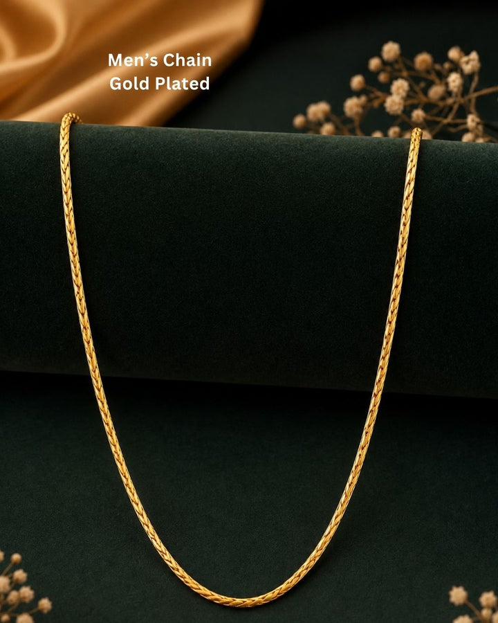 Beautiful gold plated long chain featuring a delicate woven pattern throughout the design. Perfect for traditional wear, festive occasions, daily wear, layering, and gifting.