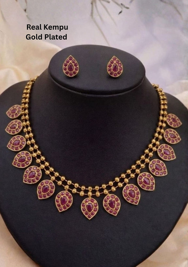 Gold-plated necklace and earrings set  &