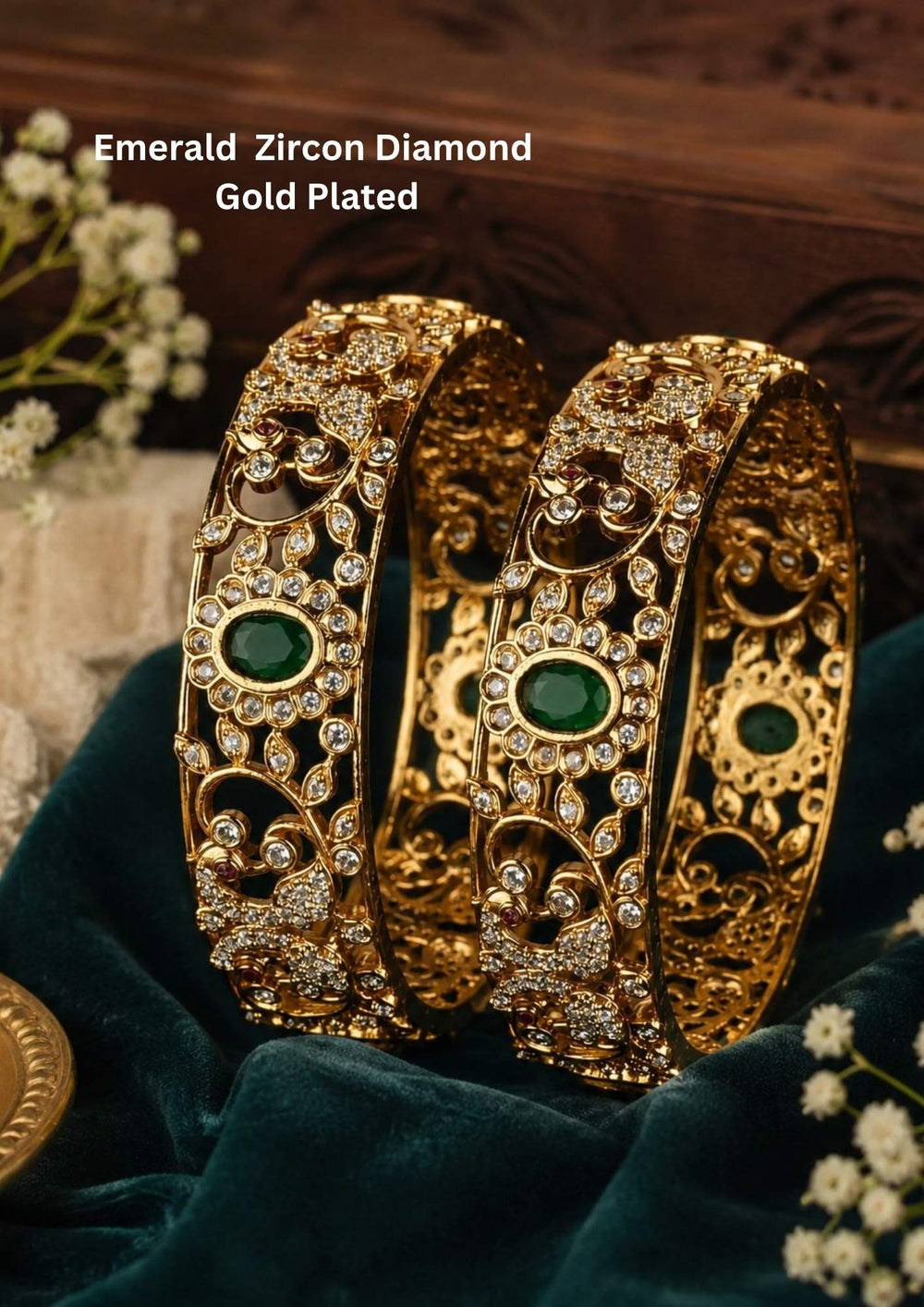Zircon diamond emerald design gold plated bangles water proof, functional ware , festival ware , and for giffing 