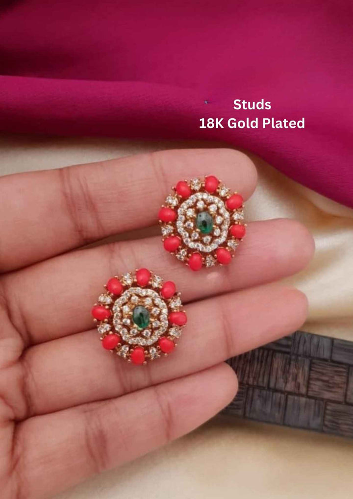 Kundan Gold Plated Studs