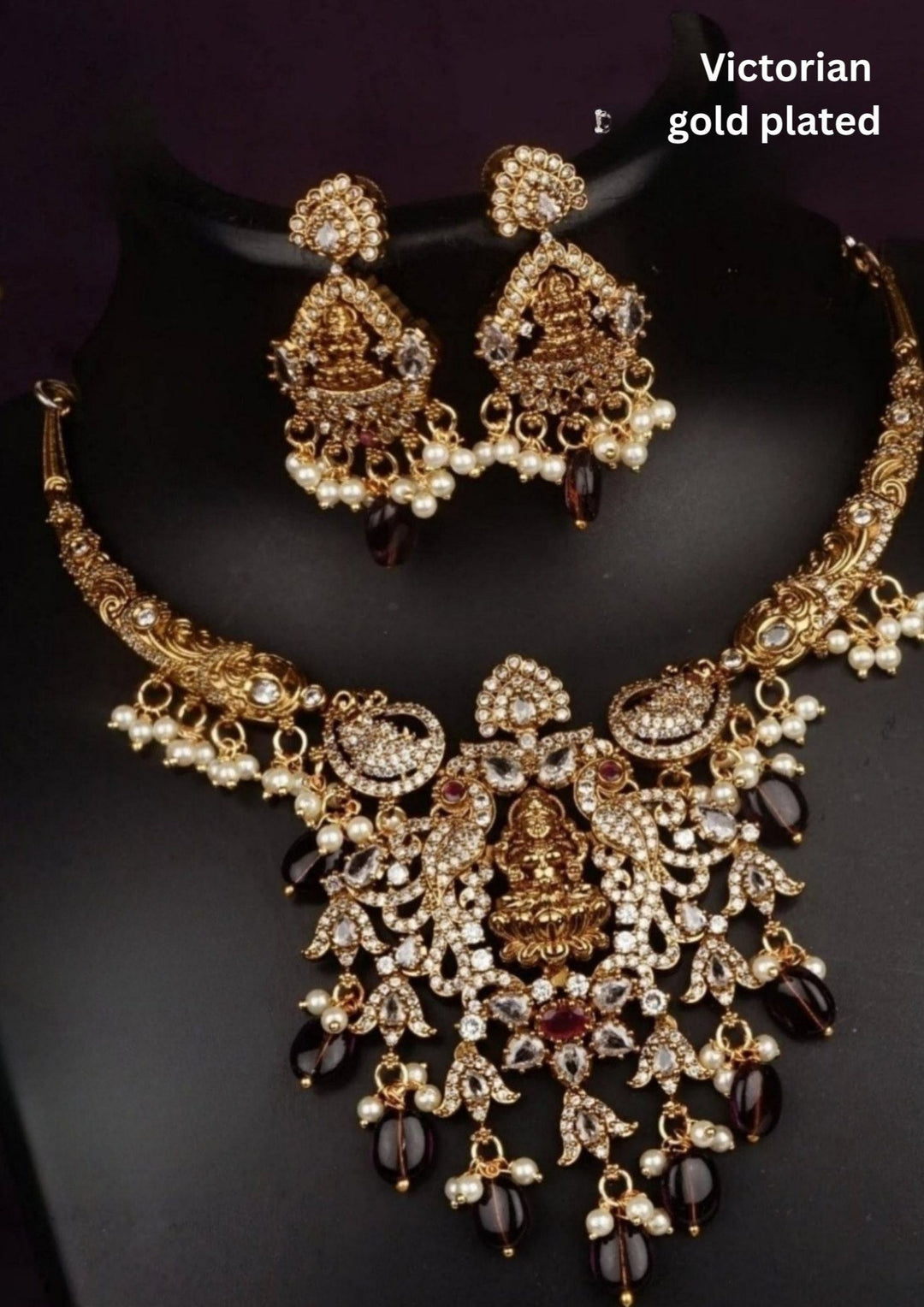 Gold Plated Lakshmi Necklace set