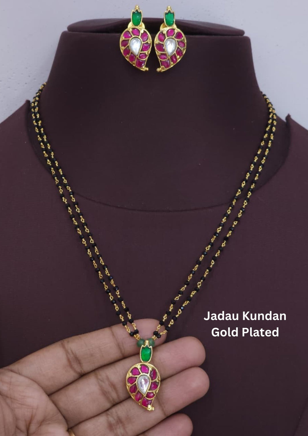 Jadau Kundan Gold Plated Mango design Mangalsutra (Nallapusalu)