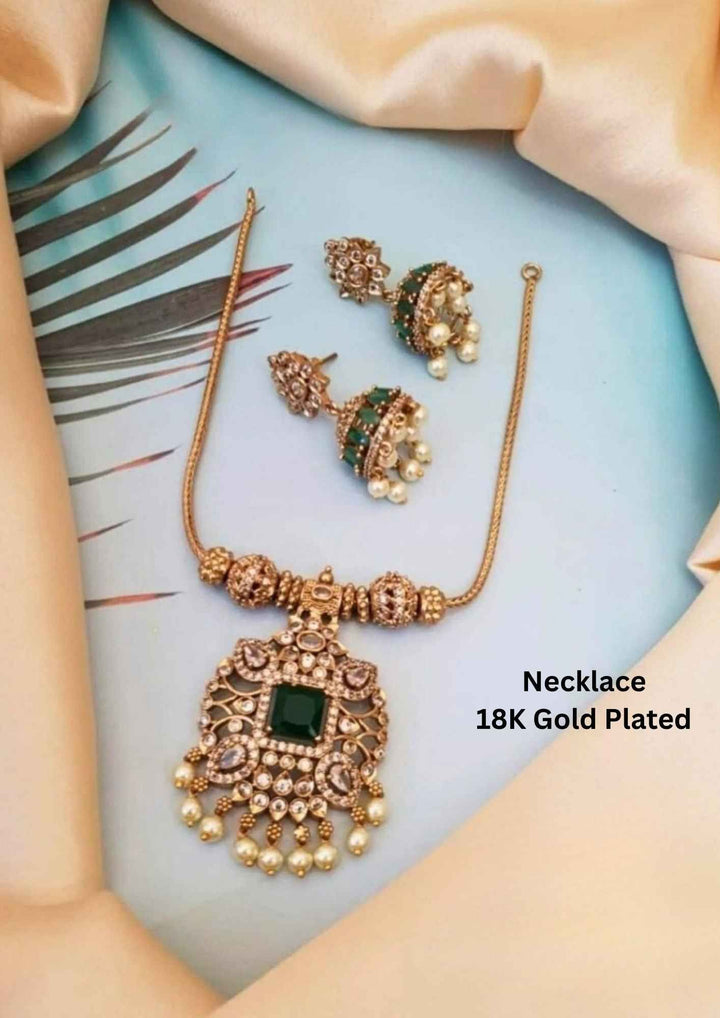 Gold-plated necklace and earrings