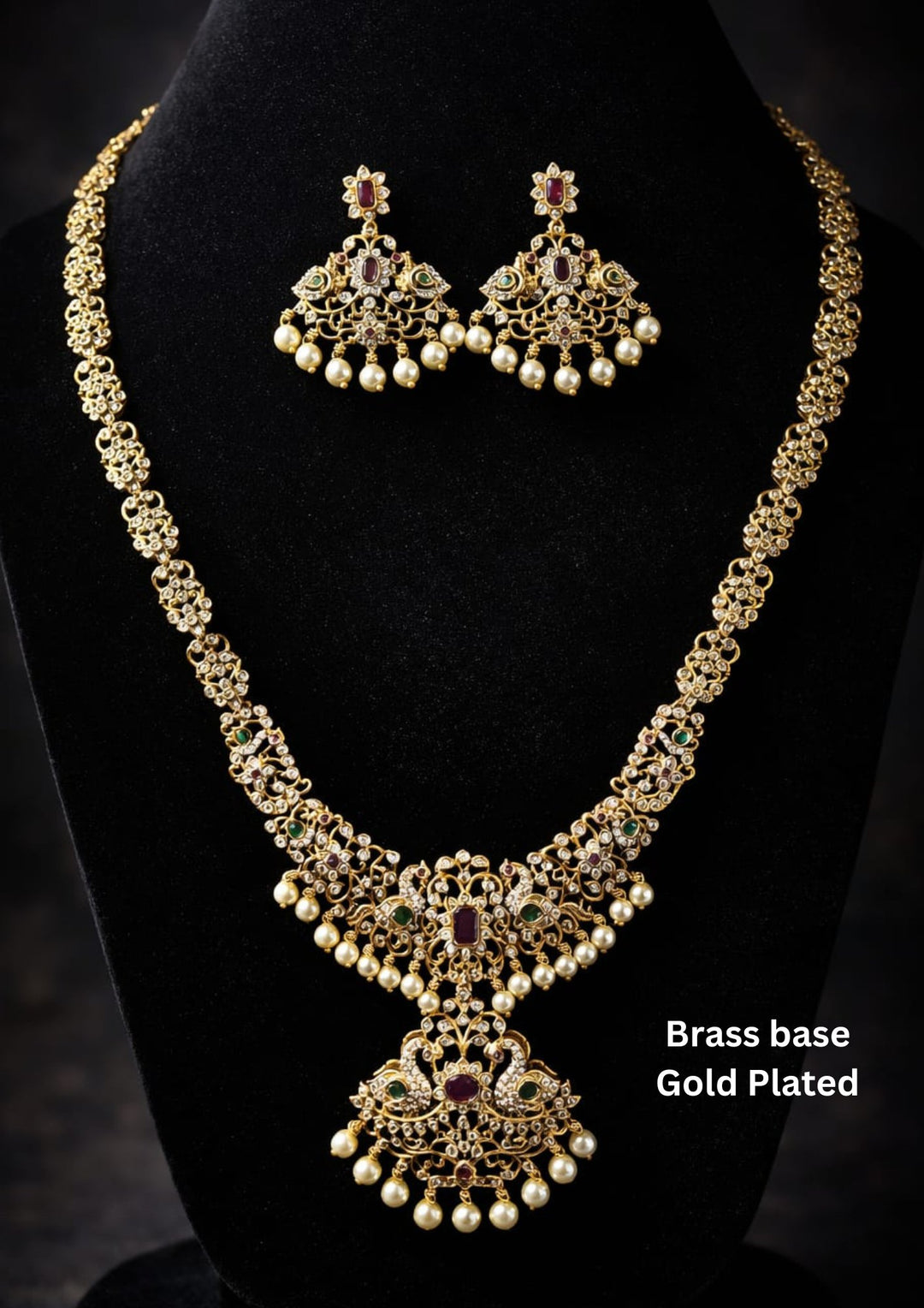 Kundan & Beads Gold Plated Necklace with Earrings