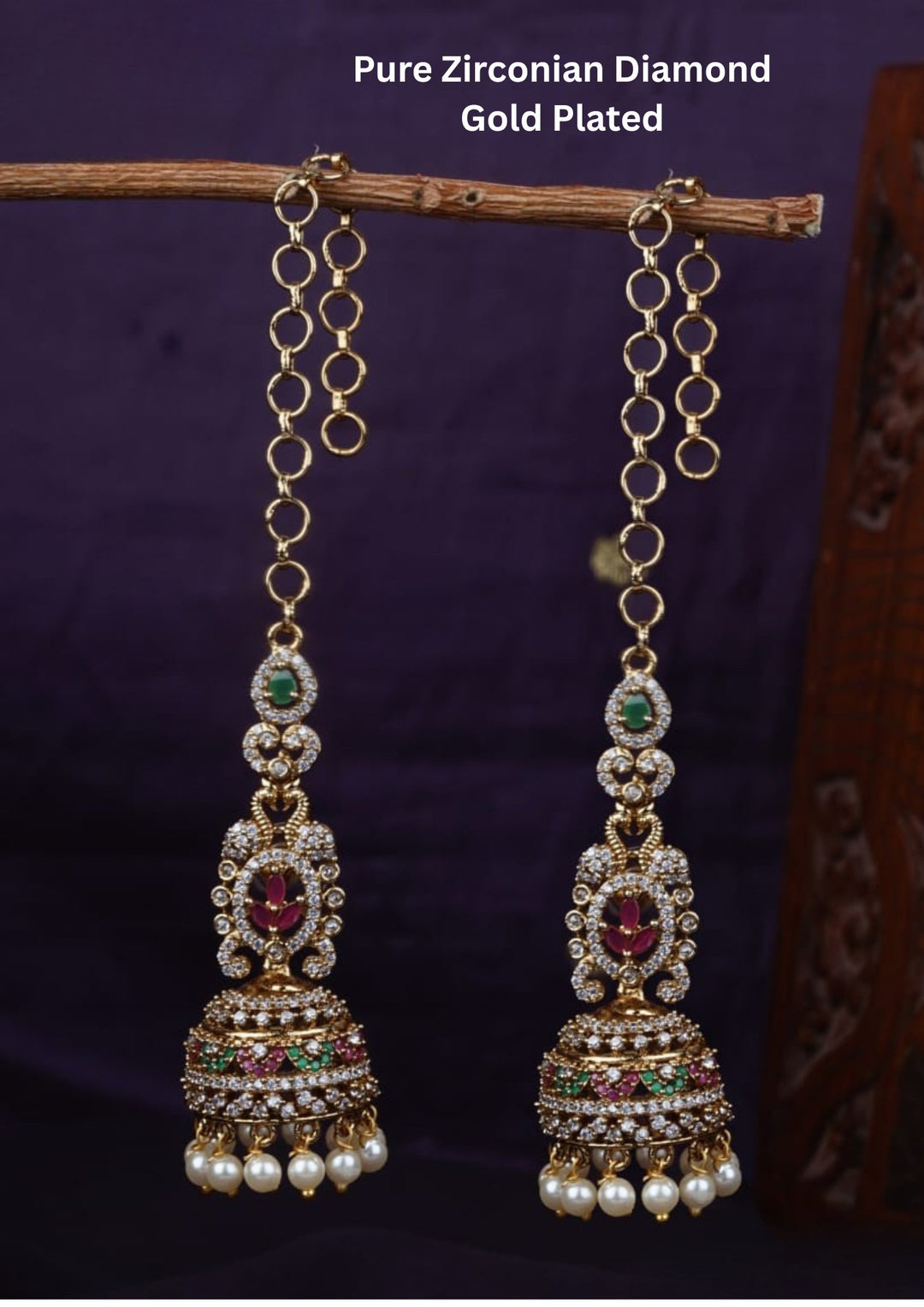 Gold Plated Pearl Drop Jhumkas