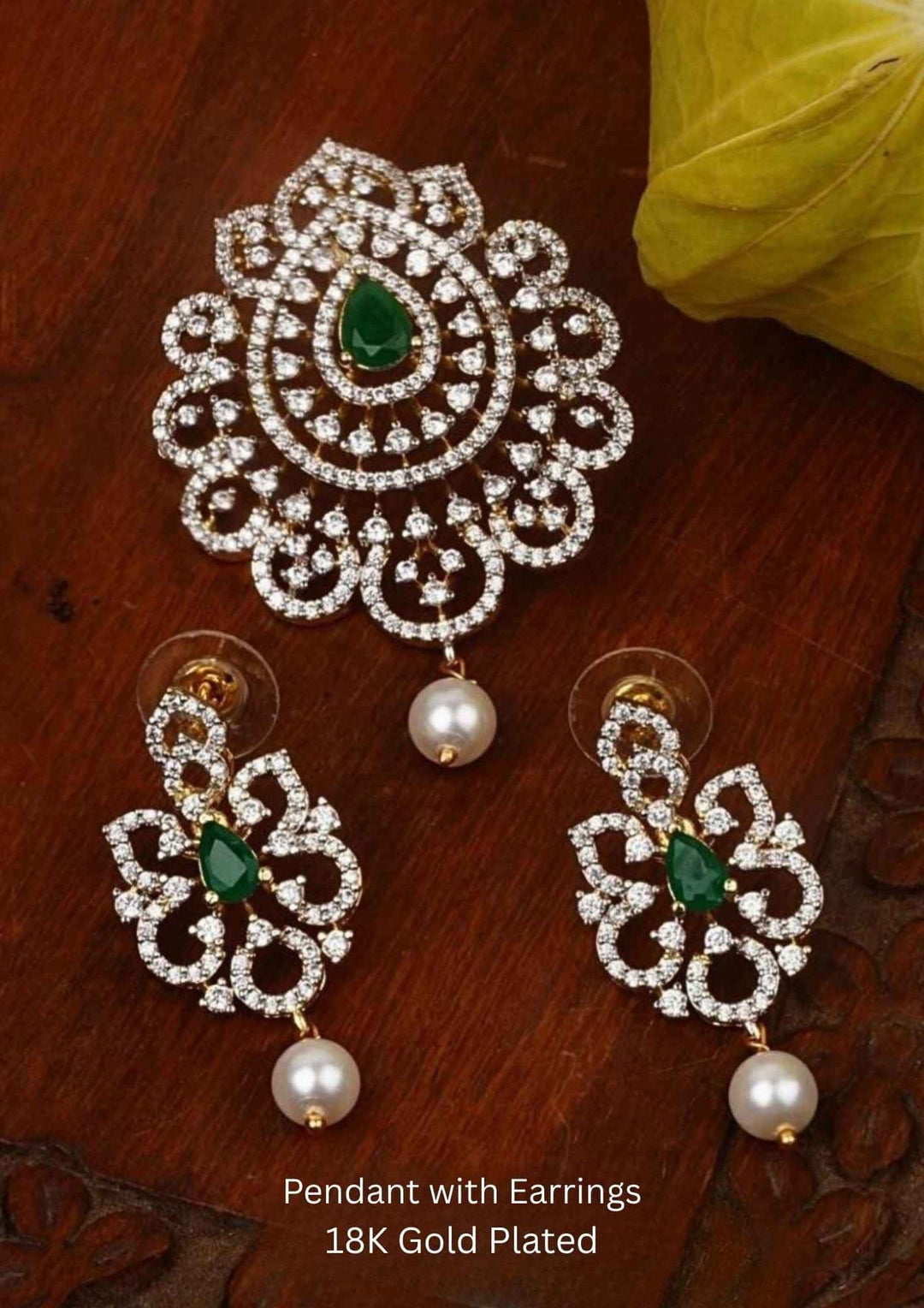 Gold Plated Pendant with Earrings