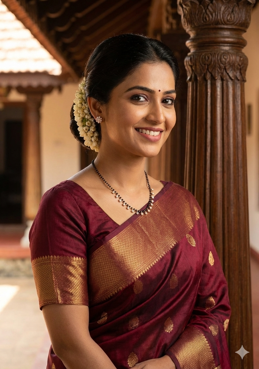 Woman wearing this enticing mangalsutra with earrings