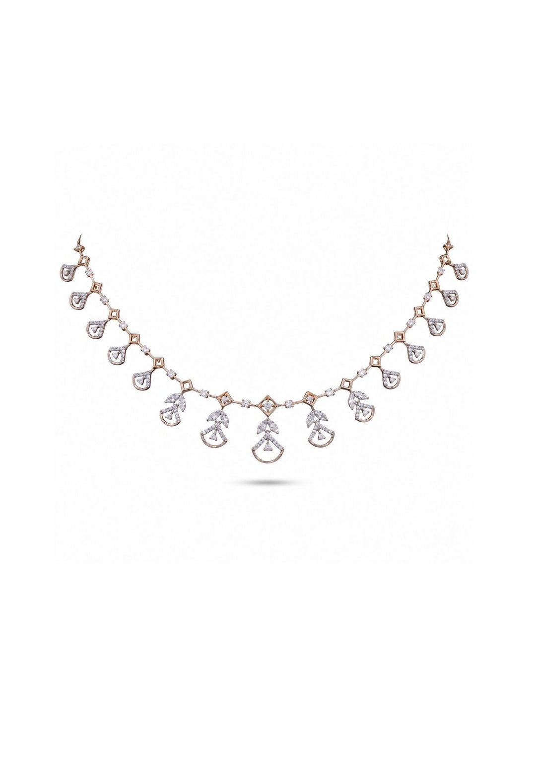 gold plated floral necklace on white background intricate design weeding or festival use and perfect for gifting