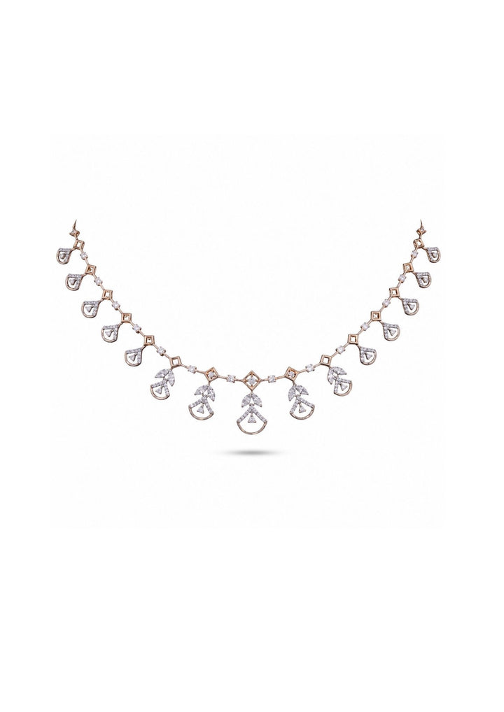gold plated floral necklace on white background intricate design weeding or festival use and perfect for gifting