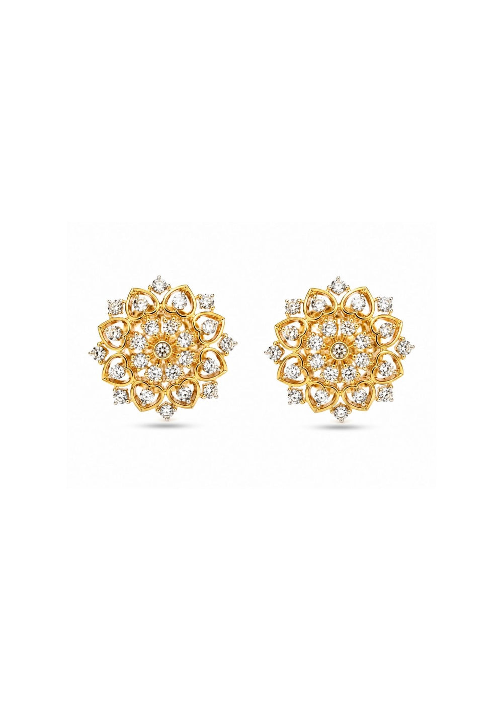  heart shape studs with shine and good looking and shows in white background and used for dailyware ,  functional , festivals and giffting