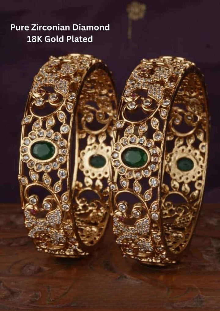 Gold Plated bangles with emerald gemstones 