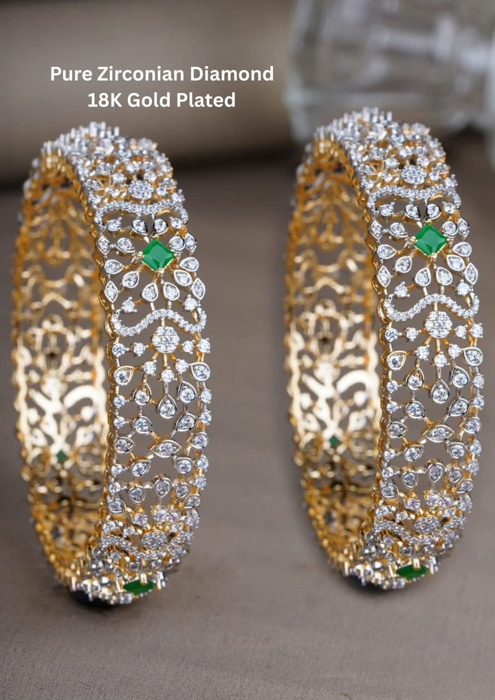 Gold plated bangles with zirconia stones