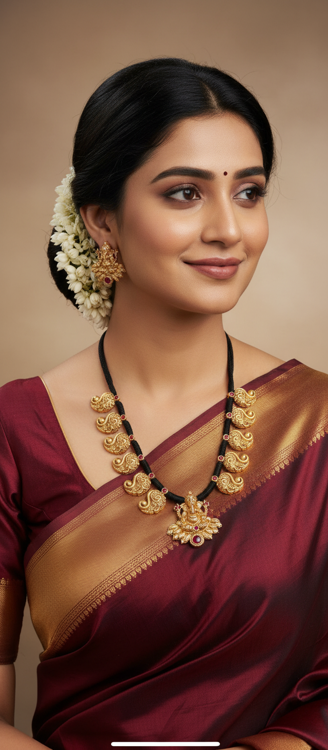 women wearing this temple lakshmi necklace and earrings