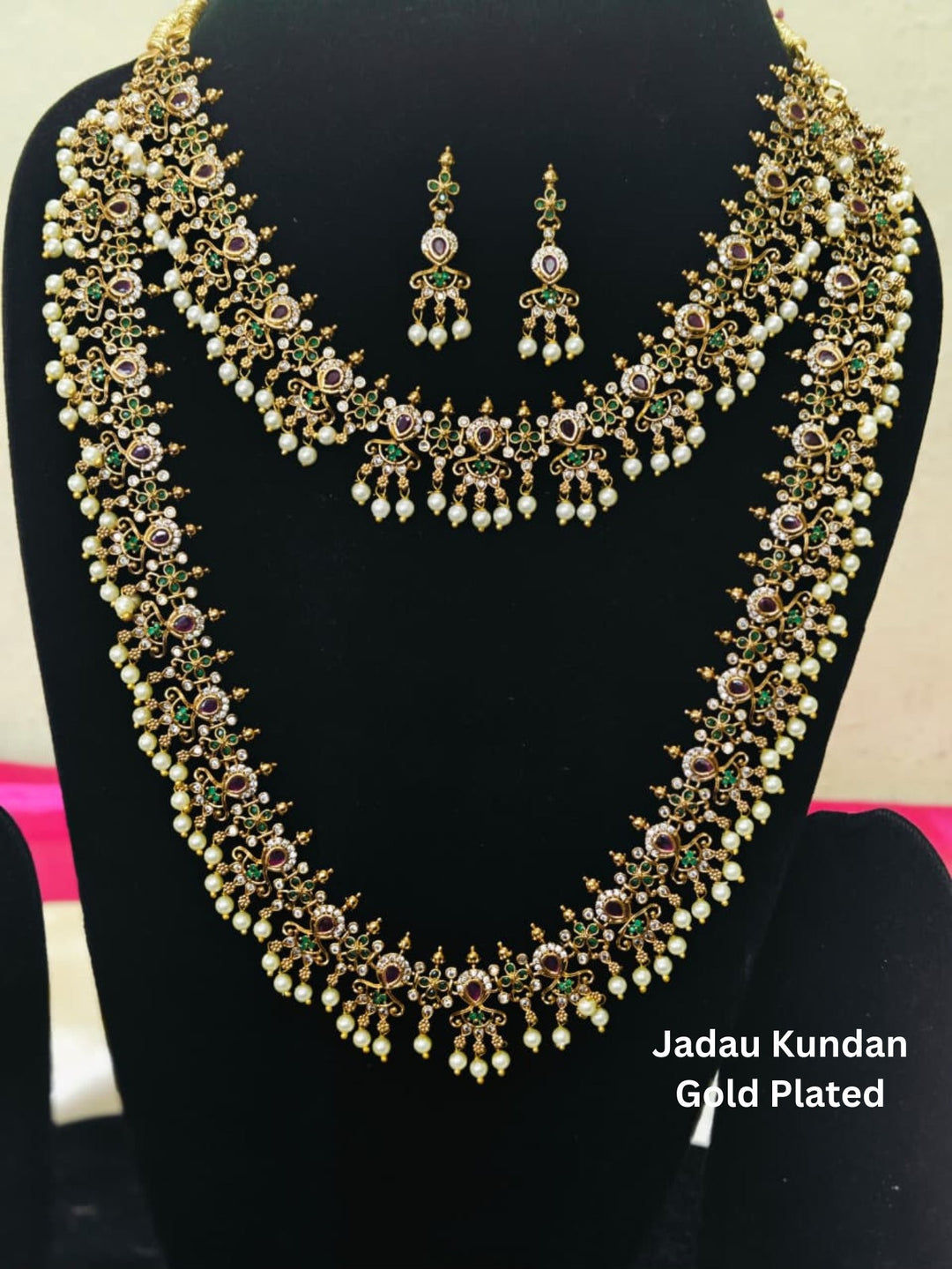 Gold Plated Jadau Kundan Guttapusalu necklace combo for weddings and festival wear