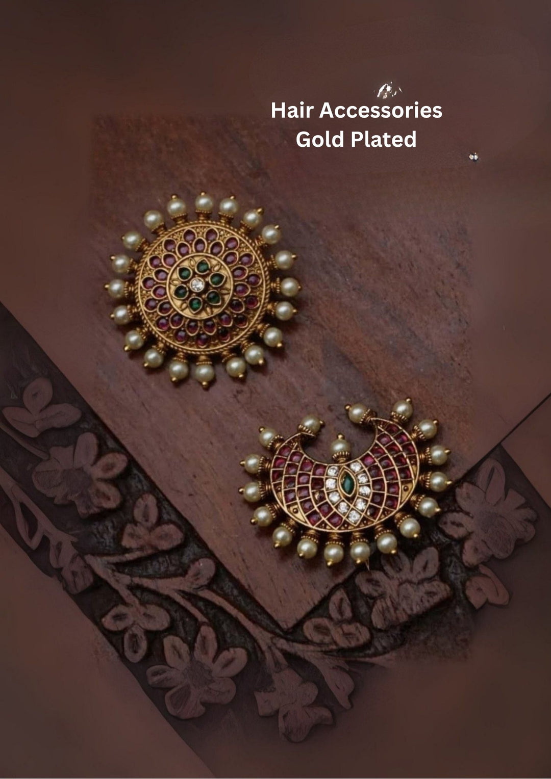 Gold Plated Hair Accessories Sun & Moon 