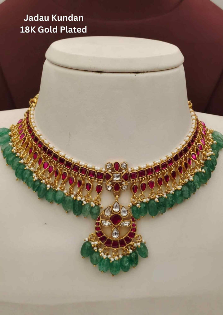 Jadau Kundan Gold Plated Beads Necklace 