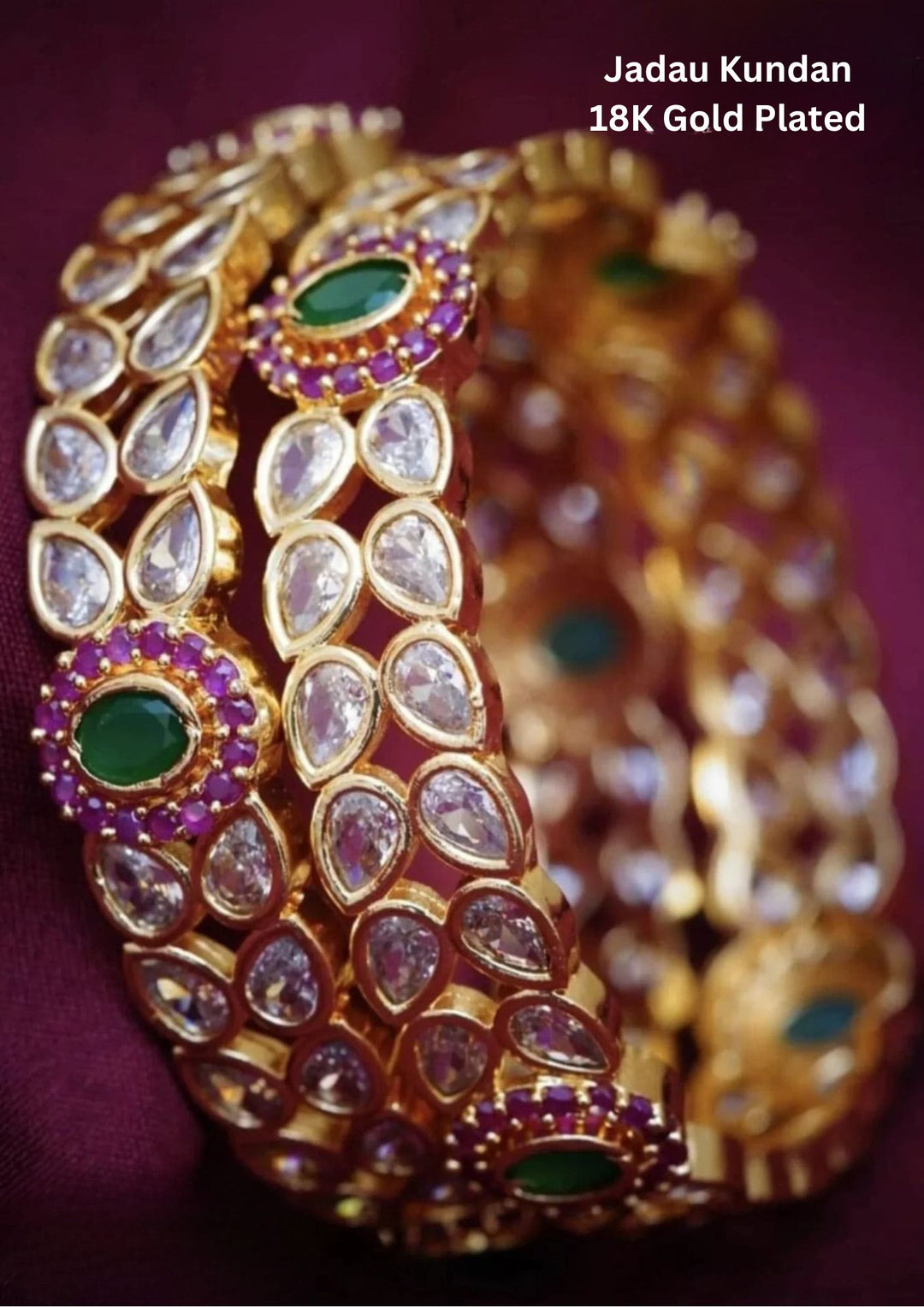 Jadau Kundan Gold Plated Bangles (Set of 2) 