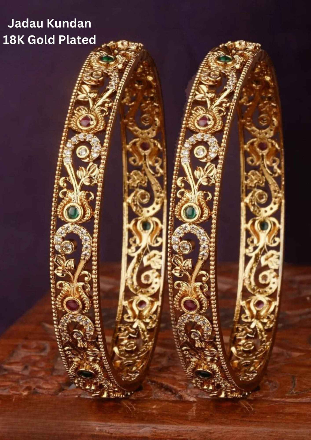 Jadau Kundan Gold Plated Bangles (Set of 2)