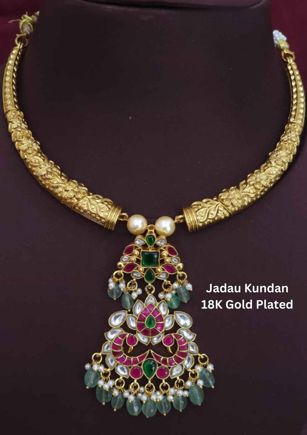 Jadau Kundan Gold Plated Kante Necklace 