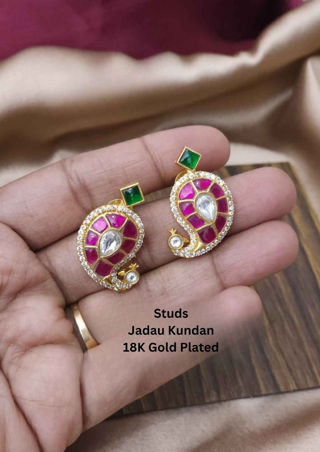 Jadau Kundan Gold Plated Studs