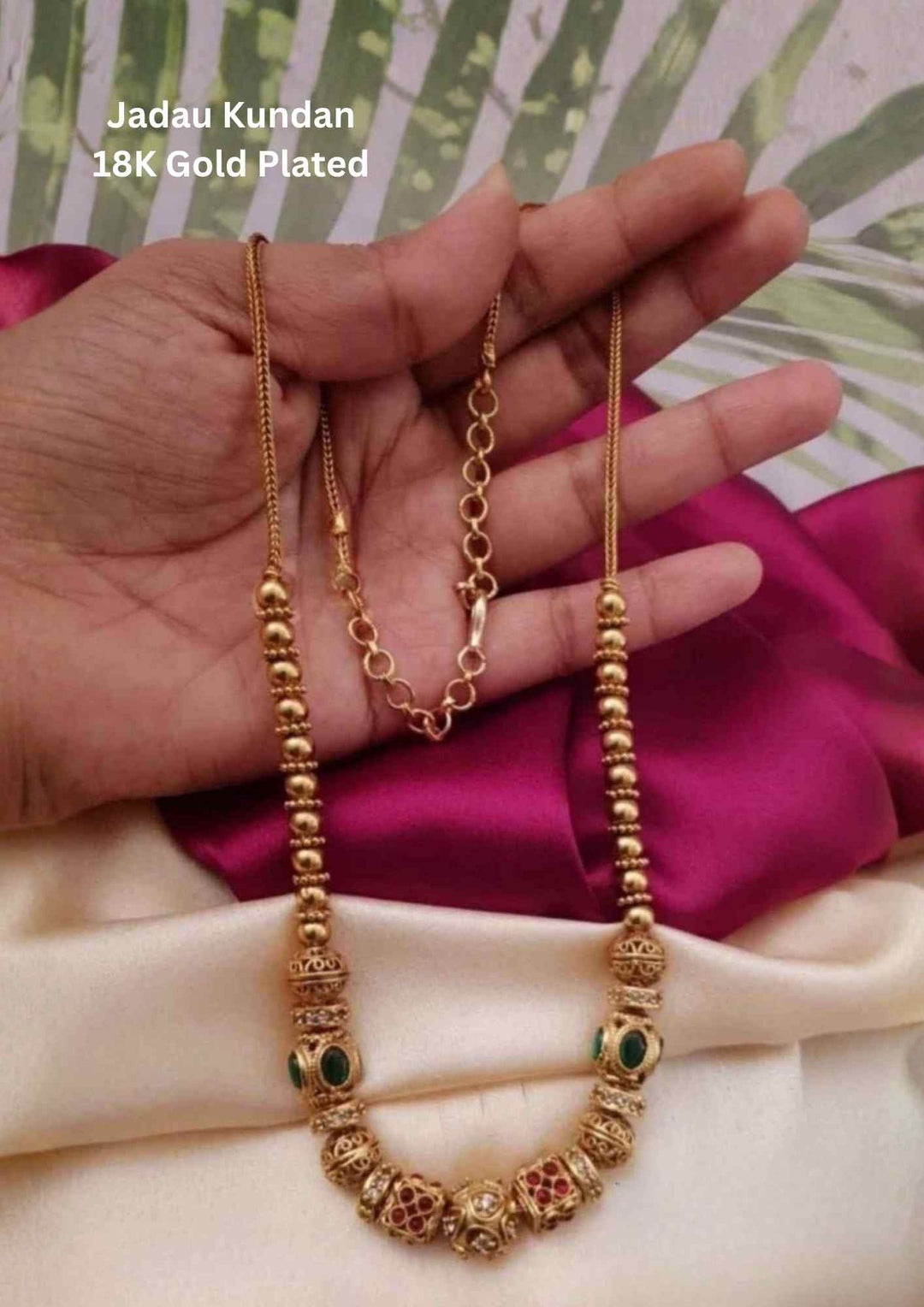 Jadau Kundan Gold Plated Necklace with Beadwork