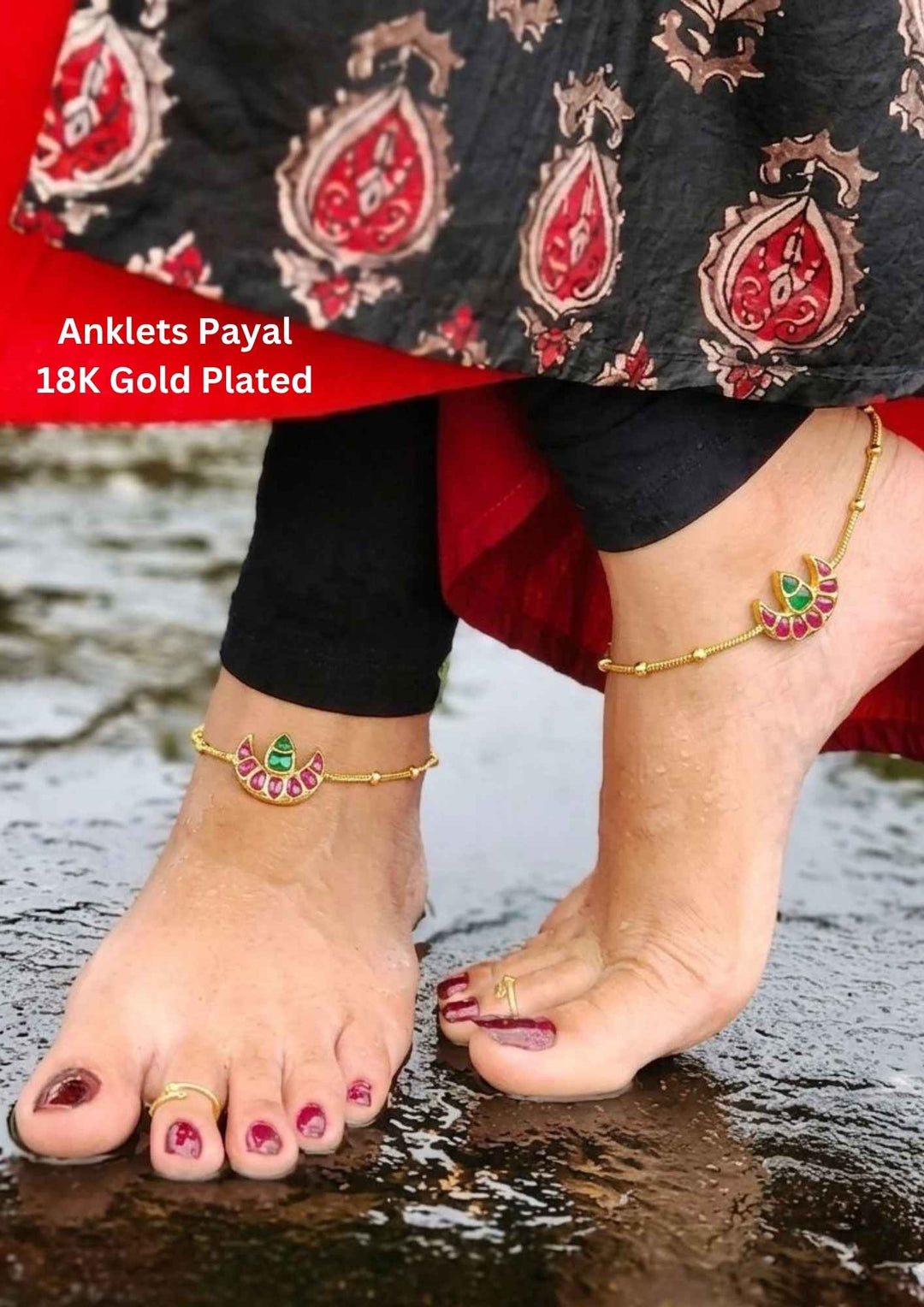 Jadau Kundan Gold Plated Anklests Payal 