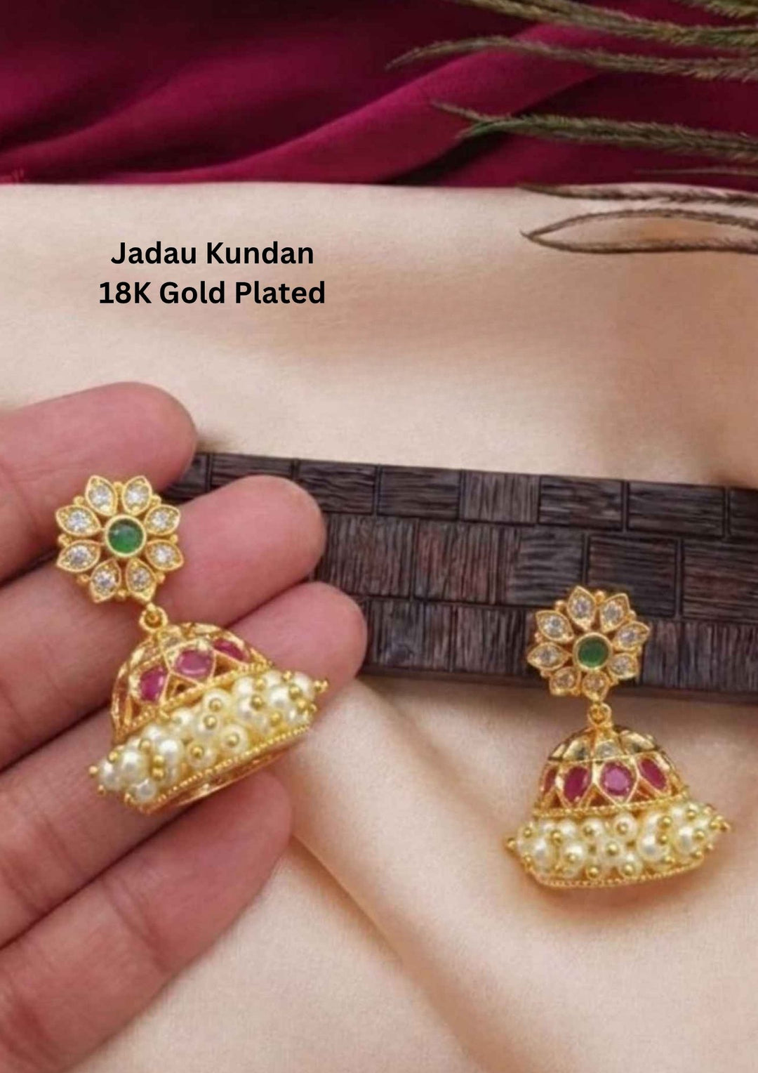 Jadau Kundan Gold Plated Earrings