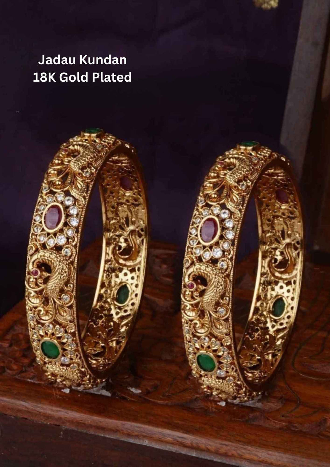 Jadau Kundan Gold Plated Bangles (set of 2)