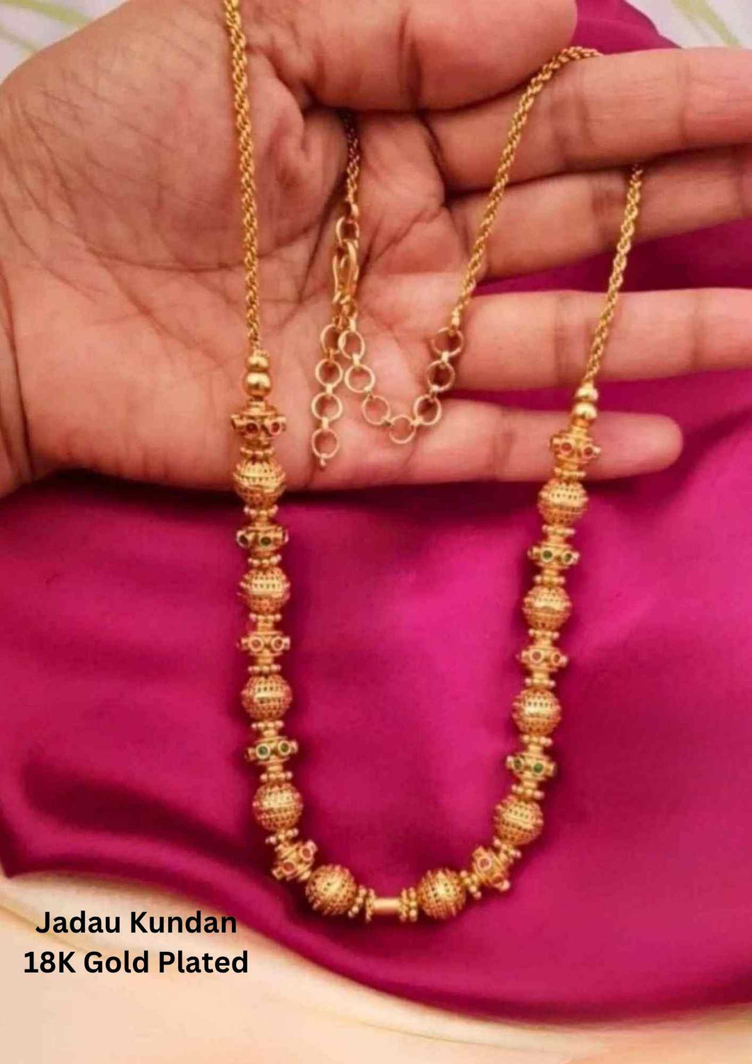 Jadau Kundan Gold Plated Beads Necklace