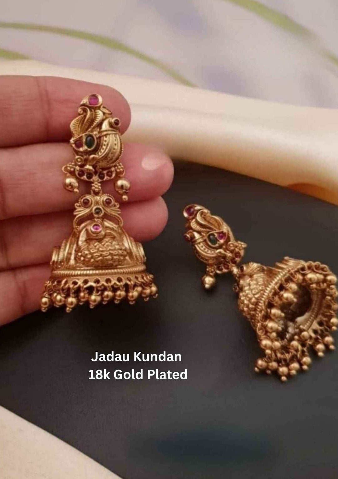 Jadau Kundan Antique Gold Plated Jhumkas 