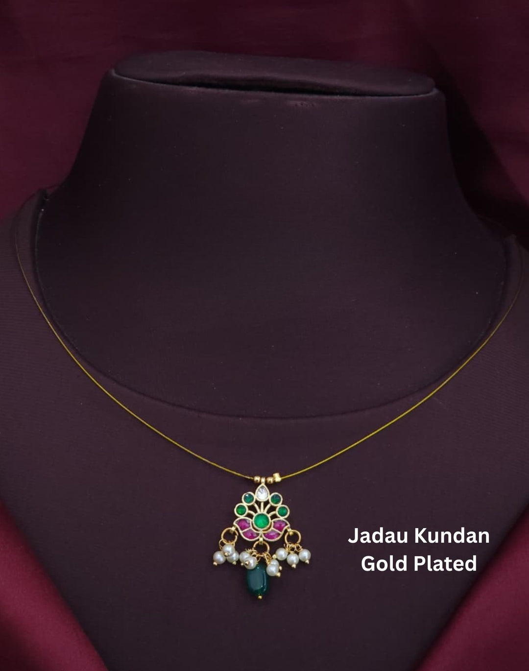 Jadau Kundan & Beads Gold Plated Invisible Necklace