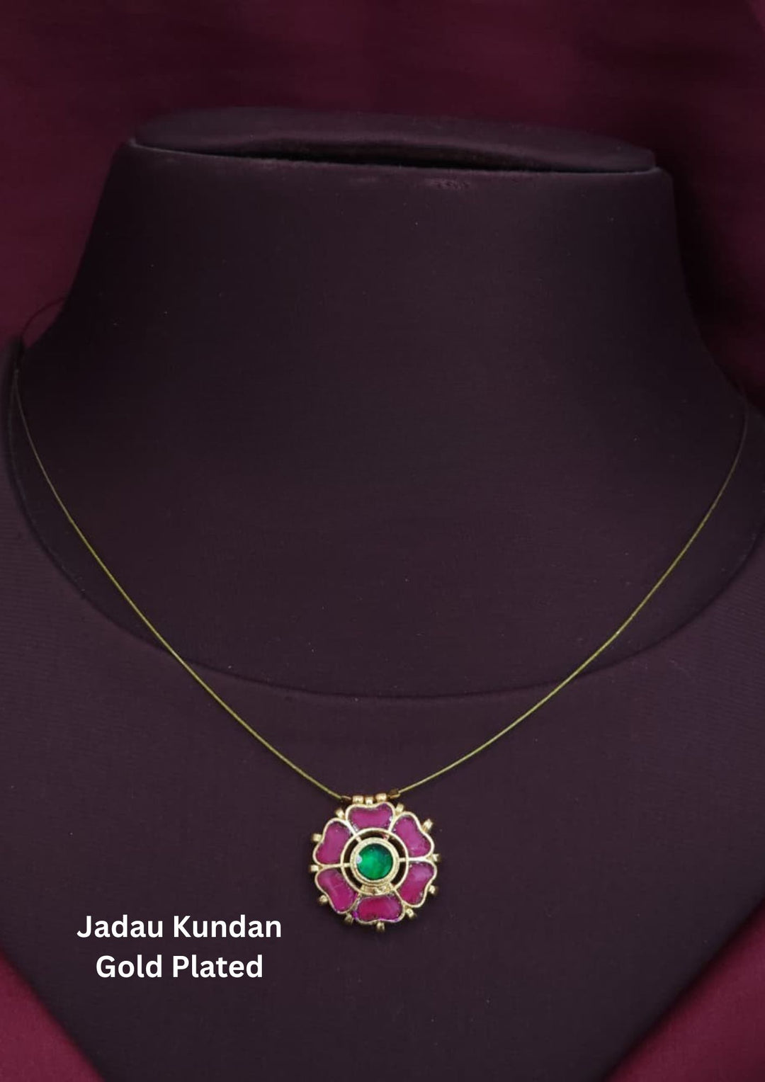 Jadau Kundan Flower Gold Plated Invisible Necklace 