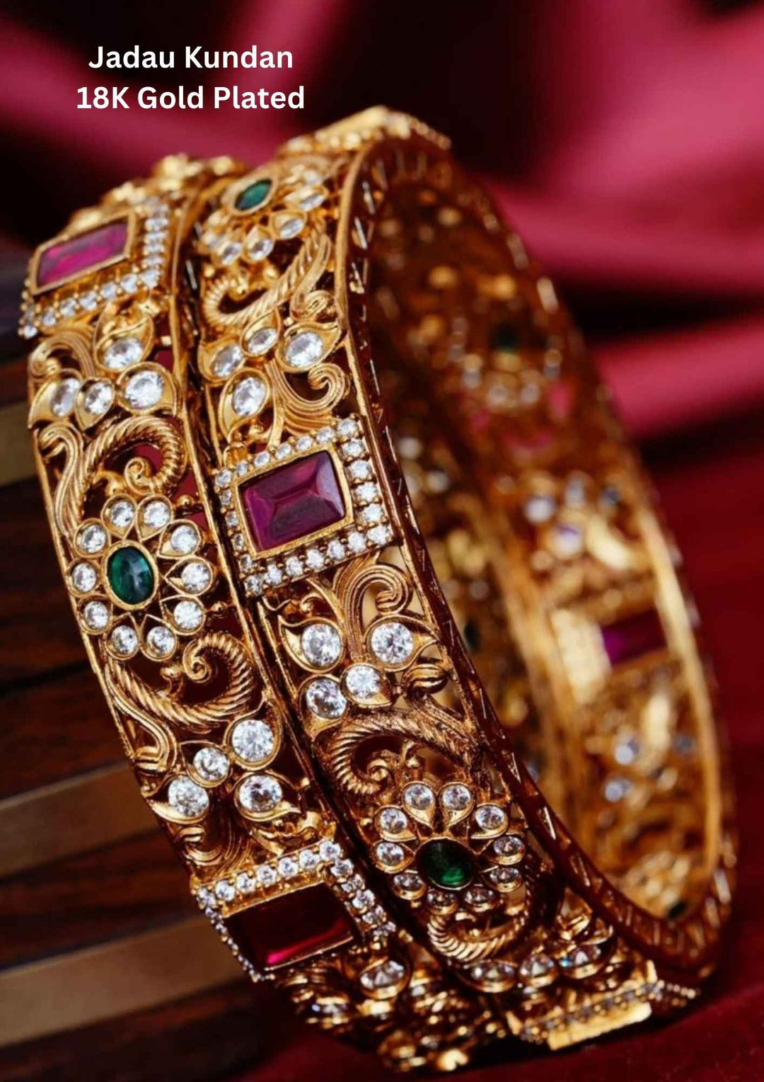 Jadau Kundan Gold Plated Bangles ( set of 2)