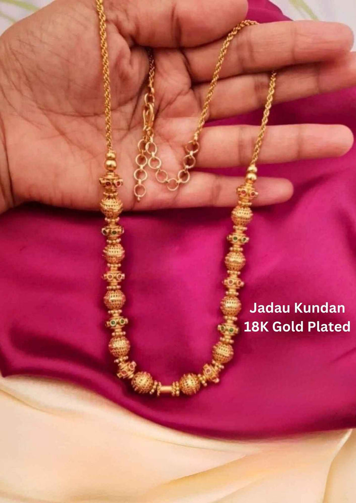 Jadau Kundan Gold Plated Beads Necklace